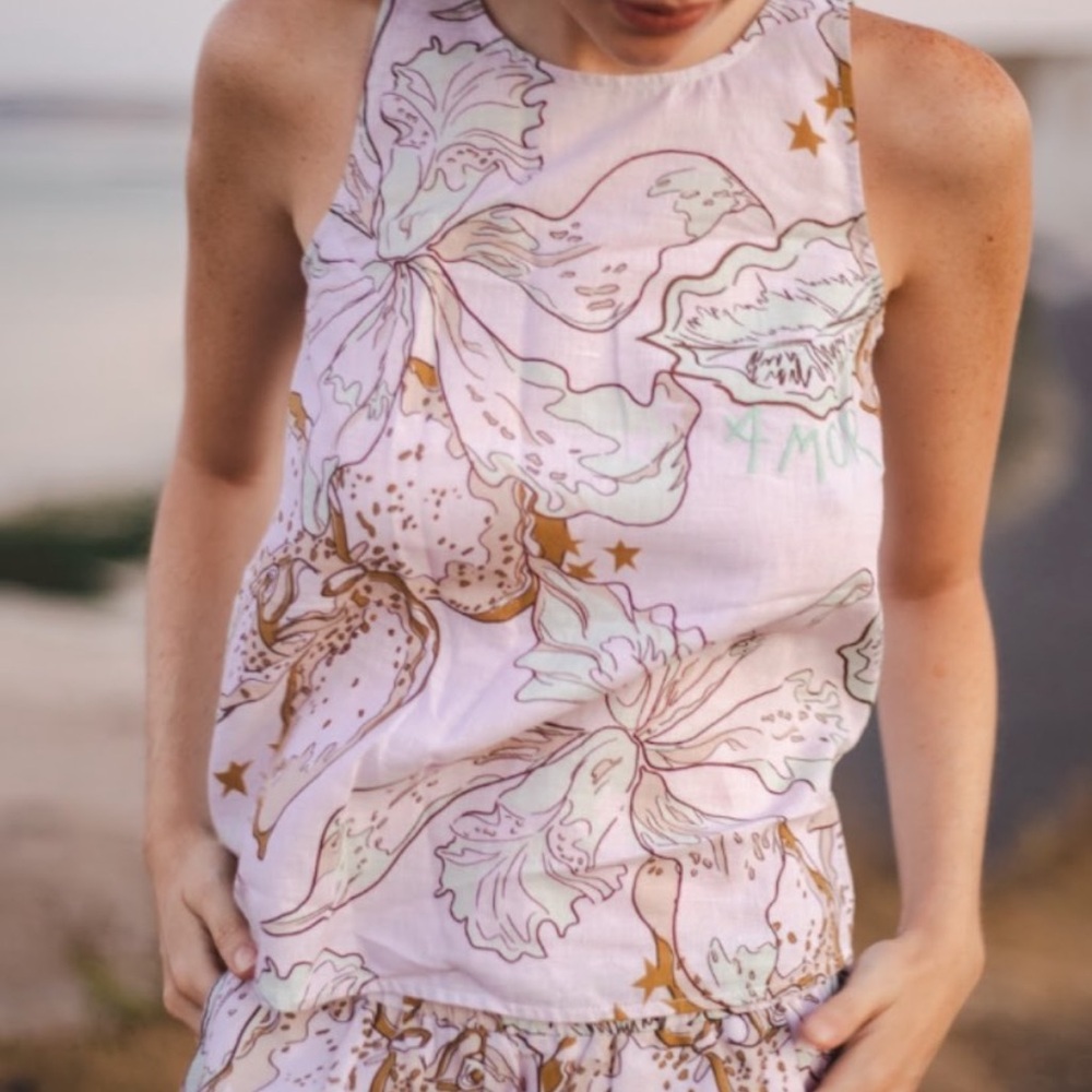 Las Sureñas “AMOR” Linen Sleeveless Top